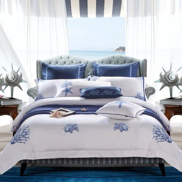 Blue & White Ocean Duvet Cover Set