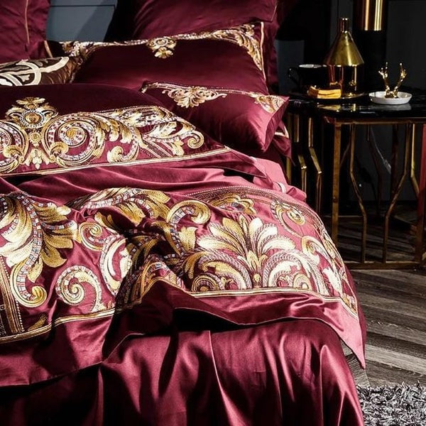 Luxurious Red & Gold Duvet Cover Set