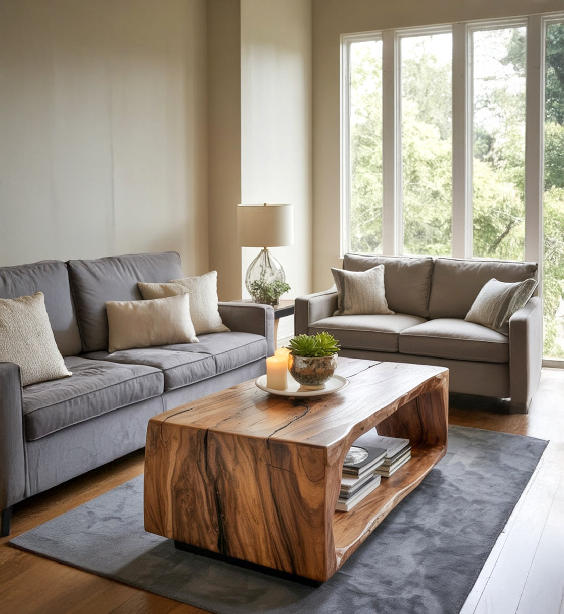Walnut Live Edge Coffee Table – Handmade Solid Wood Slab, Modern Natural Design