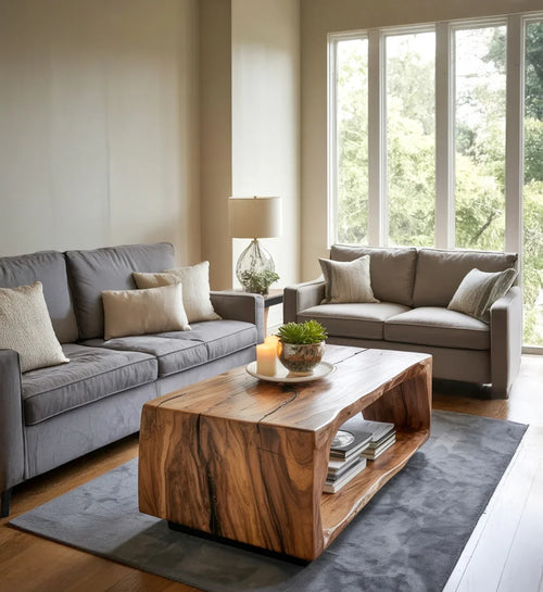 Organic Solid Wood Sculptural Live Edge Coffee Table