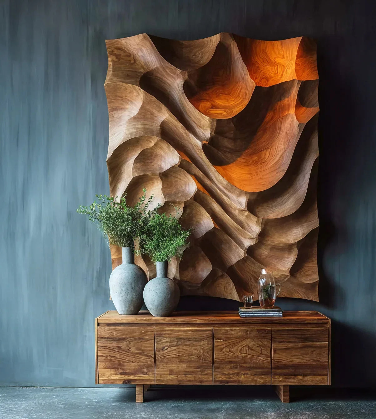 Ashdeco Wood Wall Art – Handmade Organic 3D Abstract Wave Panel