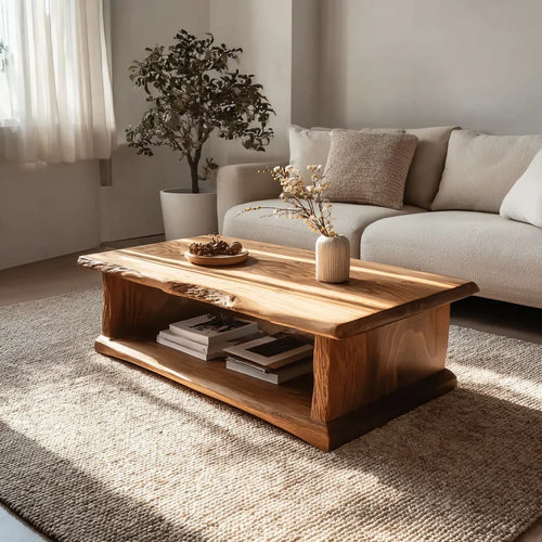 Handcrafted Solid Wood Live Edge Coffee Table – Organic Driftwood Style