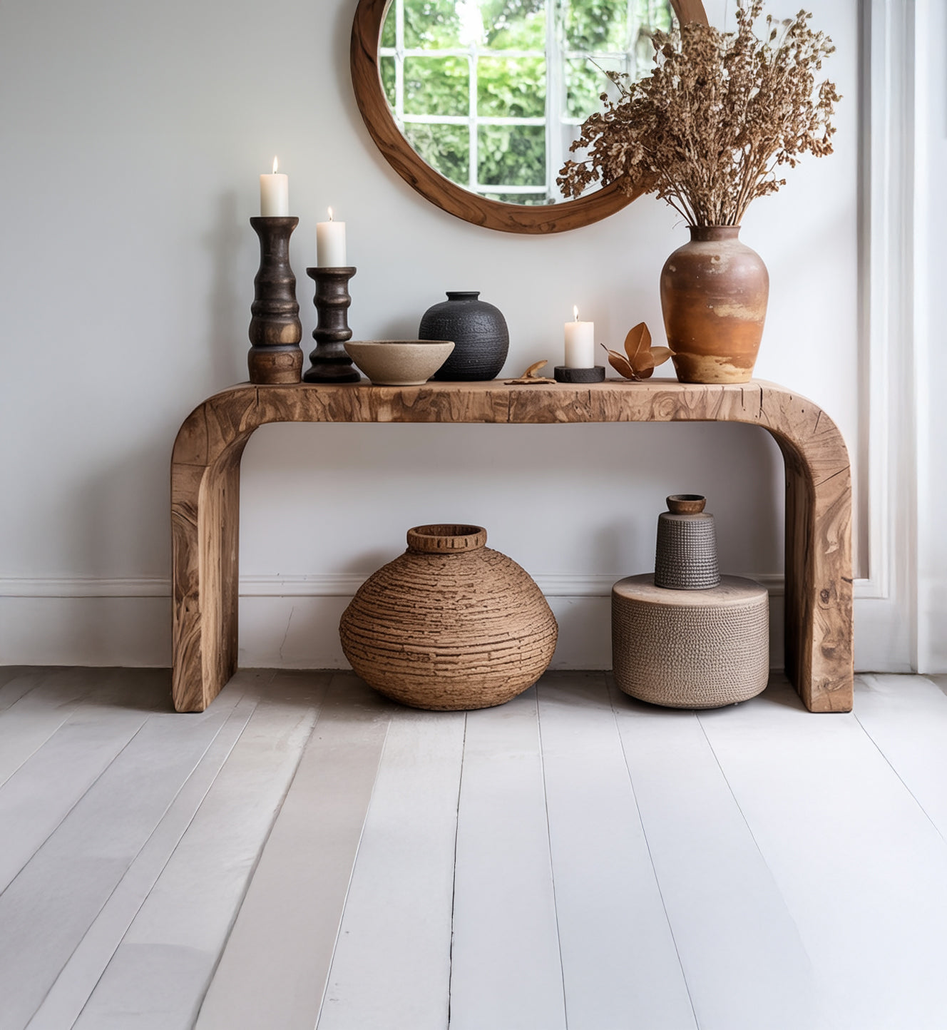 Farmhouse Wooden Console Table – Rustic Reclaimed Entryway Table