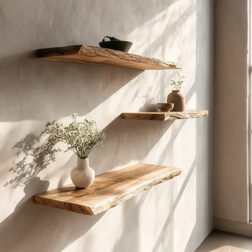 Handcrafted Floating Shelf – Natural Edge Wood Wall Storage