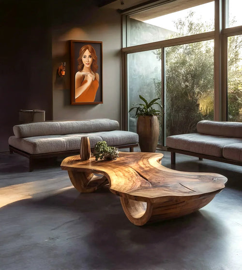Rustic Reclaimed Wood Coffee Table with Shelf – Handmade Farmhouse Barnwood Furniture
