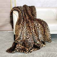 Modern Leopard Faux-Fur Blanket Throw