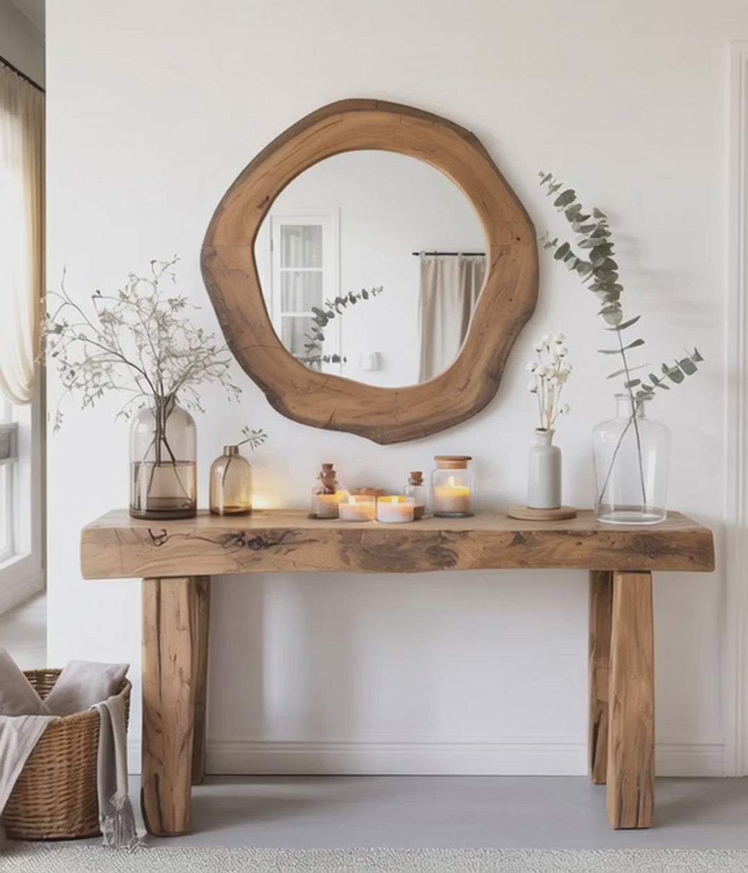 Handcrafted Reclaimed Wood Console Table – Rustic Hallway or Foyer Table with Natural Finish