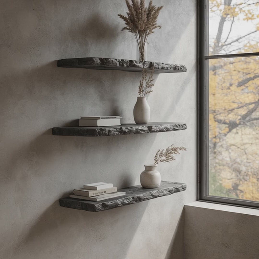 Handmade Rustic Floating Corner Shelf – Live Edge Bookshelf for Nursery & Décor