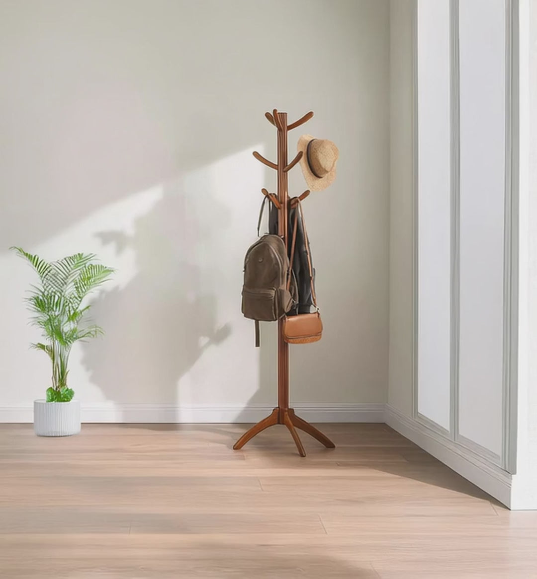 Ashdeco Solid Wood Coat Rack – Vintage 10 Hooks Hat & Clothes Stand