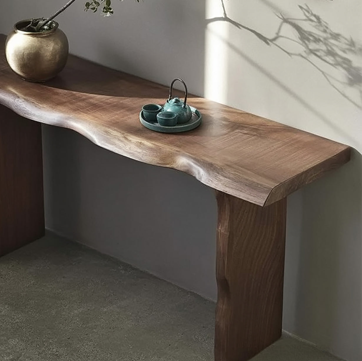 Solid Wood Live Edge Console Table – Minimalist Handmade Entryway Furniture