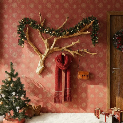 Christmas Tree Branch Coat Rack – Rustic Wall Mounted Driftwood Hanger
