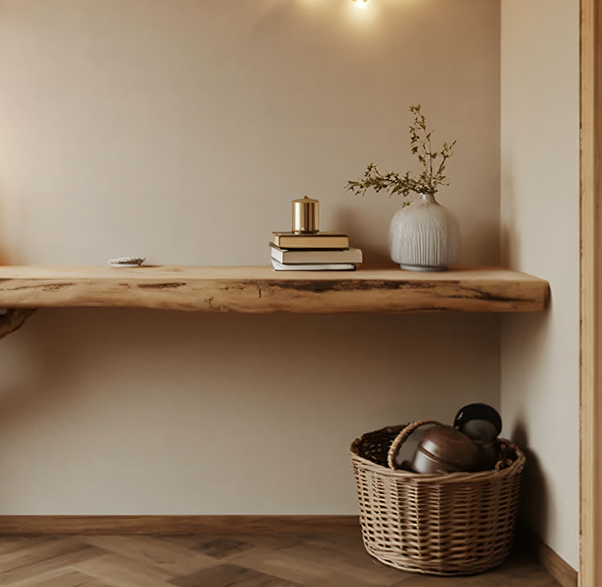 Live Edge Tree Branch Console Table with Ambient Lighting – Handcrafted Wood Entryway Table