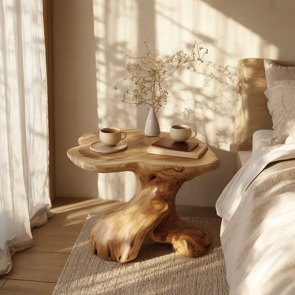 Edge Bedside Table Natural Live Edge End Table – Handmade Wooden Bedside Accent Table