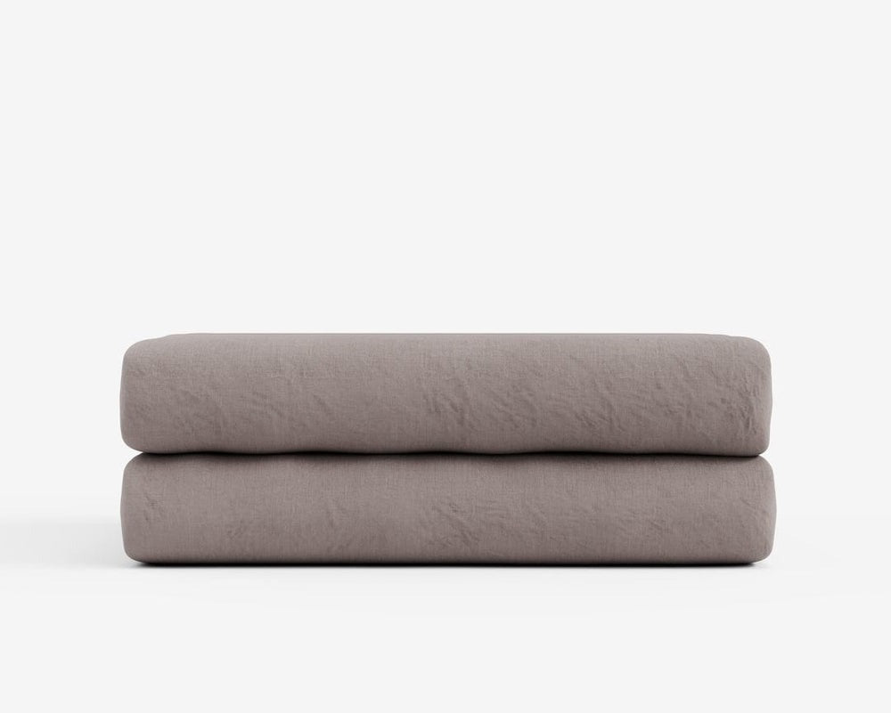 Minimalist European Linen Fitted Sheet - Coffee