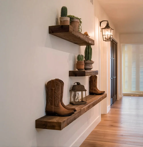 Handcrafted Solid Wood Rustic Floating Shelf – Live Edge Wall Shelf