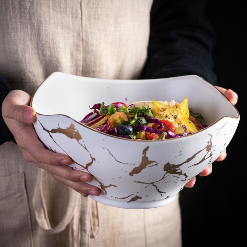 Black & White Golden Salad Bowl