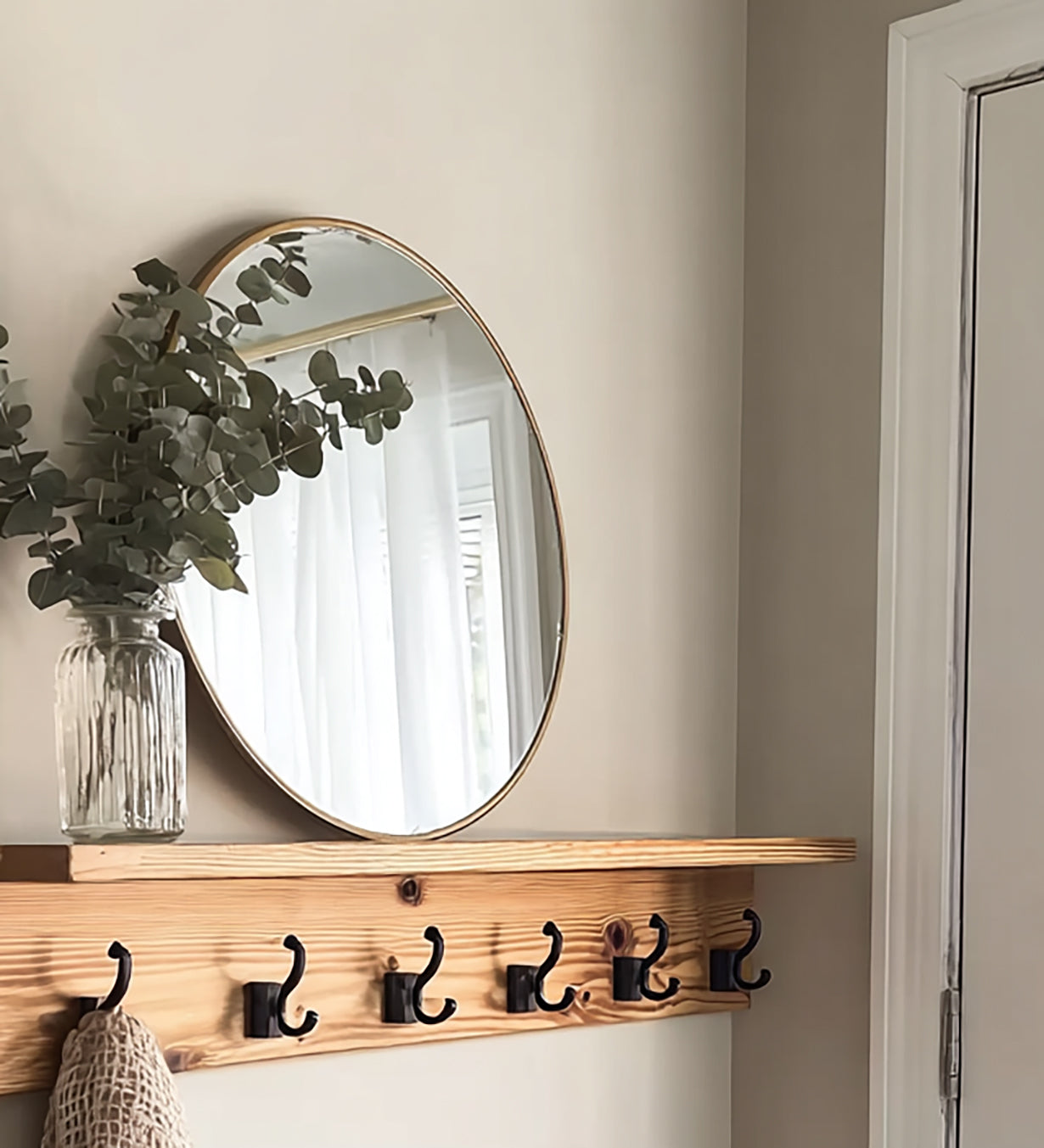 Coat Rack with Shelf – Rustic Modern Wall-Mounted Entryway Organizer