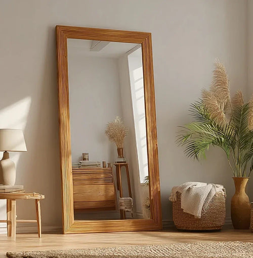 Rustic Wooden Mirror Frame Full Length Hanging Wall Decor