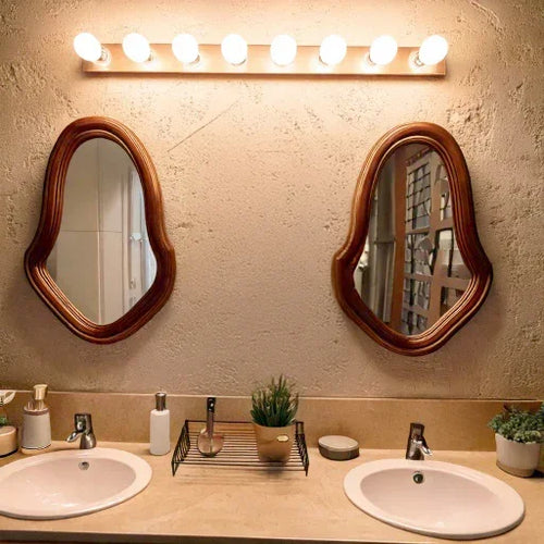 Handmade Olive Wood Mirror Frame – Natural Live Edge Wooden Frame, Irregular Decorative Wall Mirror, Modern Wood Accent