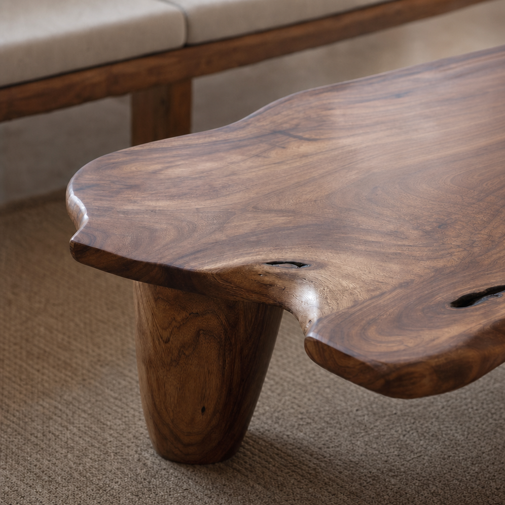Natural walnut grain with flowing pattern - the unique fingerprint of each plank