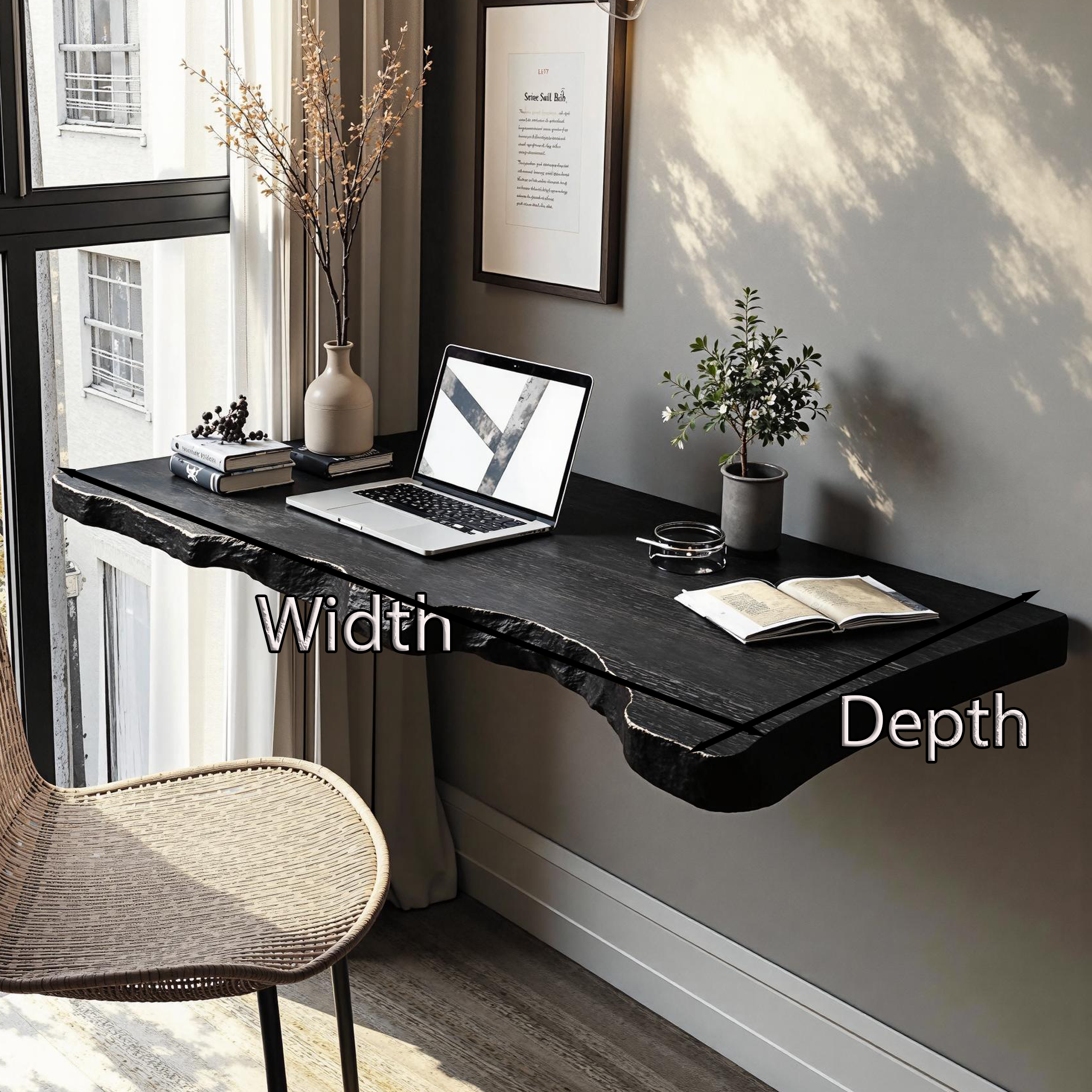 Farmhouse Solid Wood Floating Desk For Living Room Decor SILDTFLD007