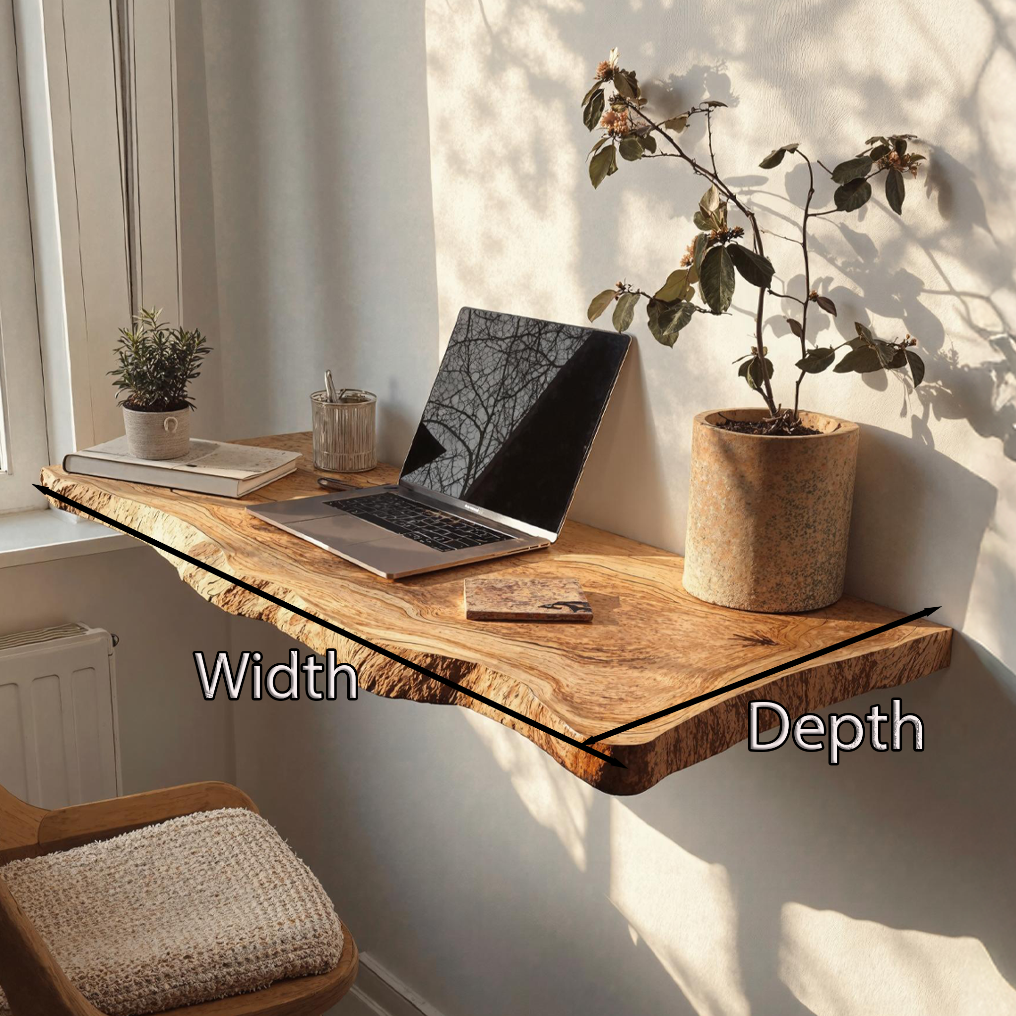 Farmhouse Solid Wood Floating Desk For Sophisticated Furniture Layout SILDTFLD035