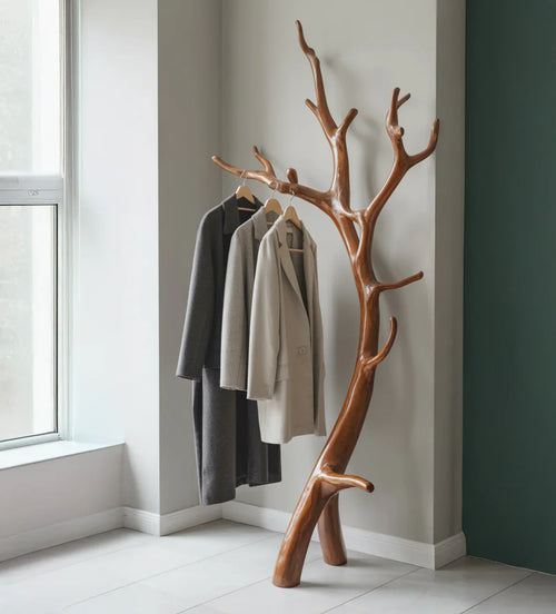 Solid Wood Tree Hanger Stand – Handmade Branch Coat Rack for Entryway & Bedroom